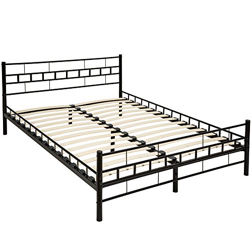 TecTake Cama de Metal Estructura con somier - Varios Modelos - (140x200cm, Negro)