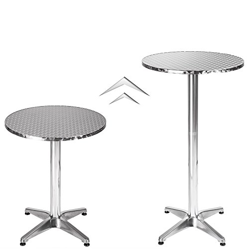 TecTake Mesa de bar bistró de aluminio altura ajustable 70 o 110 cm - Diámetro de la pata: 5,8 cm - 7,6 kg - varios modelos - ("Frederic" | No. 401488)