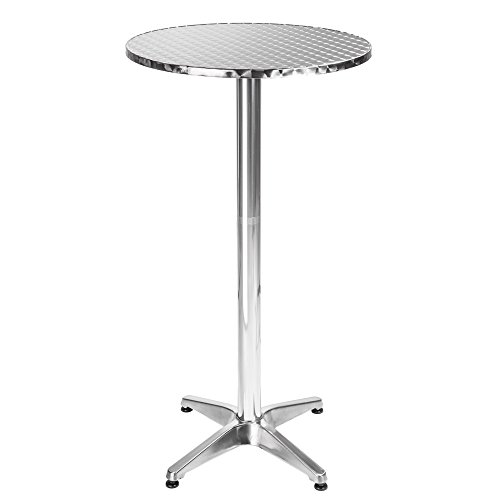 TecTake Mesa de bar bistró de aluminio altura ajustable 70 o 110 cm - Diámetro de la pata: 5,8 cm - 7,6 kg - varios modelos - ("Frederic" | No. 401488)