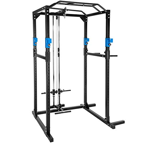 TecTake Multiestación de Fitness para Entrenamiento | 2 puntales de Seguridad macizos | Poleas para Barras de Flexiones Inferiores y Superiores Modelos (Azul Negro Lat | No. 402598) TecTake Multiestación de Fitness para Entrenamiento | 2 puntales de Seguridad macizos | Poleas para Barras de Flexiones Inferiores y Superiores Modelos (Azul Negro Lat | No. 402598)