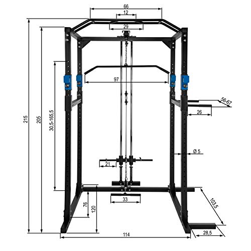 TecTake Multiestación de Fitness para Entrenamiento | 2 puntales de Seguridad macizos | Poleas para Barras de Flexiones Inferiores y Superiores Modelos (Azul Negro Lat | No. 402598) TecTake Multiestación de Fitness para Entrenamiento | 2 puntales de Seguridad macizos | Poleas para Barras de Flexiones Inferiores y Superiores Modelos (Azul Negro Lat | No. 402598)