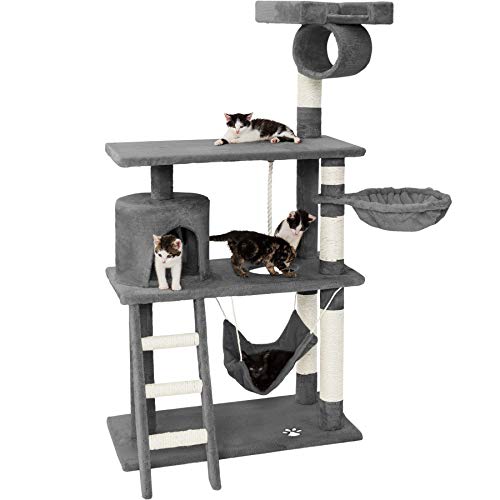 TecTake Rascador para Gatos Árbol para Gatos Sisal Juguetes 141 cm (Gris | no. 401853)