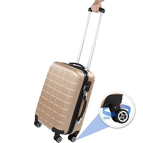 TecTake Set 3 Piezas Maletas ABS Juego de Maletas de Viaje Trolley Maleta Dura | 4 Ruedas de 360º | 2 Mangos y un asa telescópica (Champán | no. 402674) TecTake Set 3 Piezas Maletas ABS Juego de Maletas de Viaje Trolley Maleta Dura | 4 Ruedas de 360º | 2 Mangos y un asa telescópica (Champán | no. 402674)