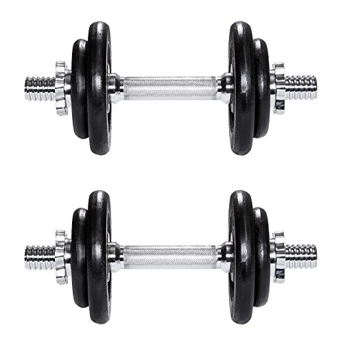 TecTake Set Mancuernas con Pesas Halteras Fitness Acero Hierro Musculación Gimnasio - Varios Modelos - (2X 10kg | No. 402368)