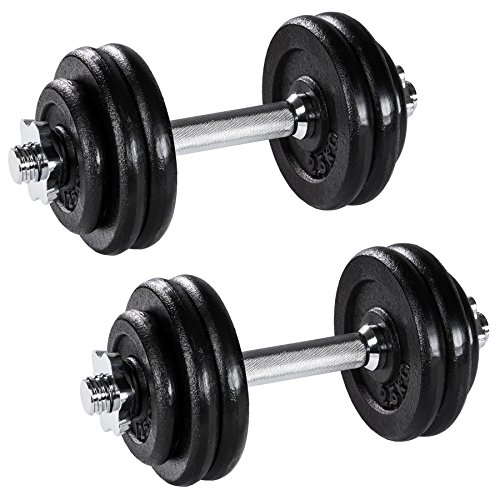 TecTake Set Mancuernas con Pesas Halteras Fitness Acero Hierro Musculación Gimnasio - Varios Modelos - (2X 15kg | No. 402369)