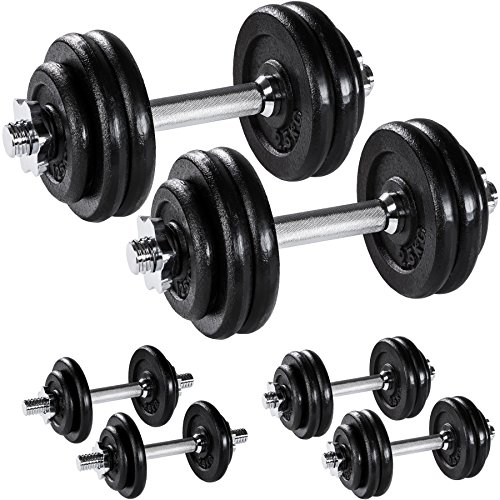 TecTake Set Mancuernas con Pesas Halteras Fitness Acero Hierro Musculación Gimnasio - Varios Modelos - (2X 15kg | No. 402369)