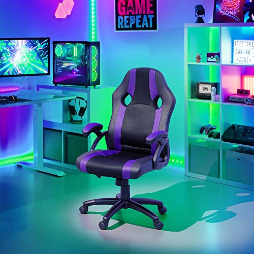 TecTake Silla de Oficina, Estética Deportiva, Asiento para PC Ordenador, Sillón Acolchado, Ergonómica, Ajustable en Altura, Despacho Racing Gaming (Negro-Lila) TecTake Silla de Oficina, Estética Deportiva, Asiento para PC Ordenador, Sillón Acolchado, Ergonómica, Ajustable en Altura, Despacho Racing Gaming (Negro-Lila)