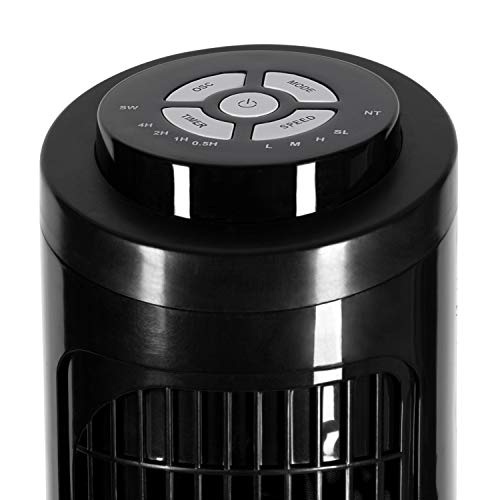 Tecvance TV-0778 Ventilador de Torre con Mando a Distancia-Extra Silencioso y Oscilante 90 ° -3 Niveles de Velocidad y Temporizador – Negro, 1 unidad