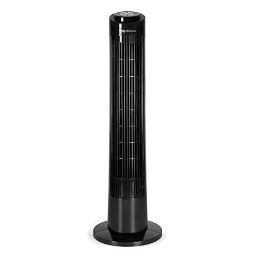 Tecvance TV-0778 Ventilador de Torre con Mando a Distancia-Extra Silencioso y Oscilante 90 ° -3 Niveles de Velocidad y Temporizador – Negro, 1 unidad