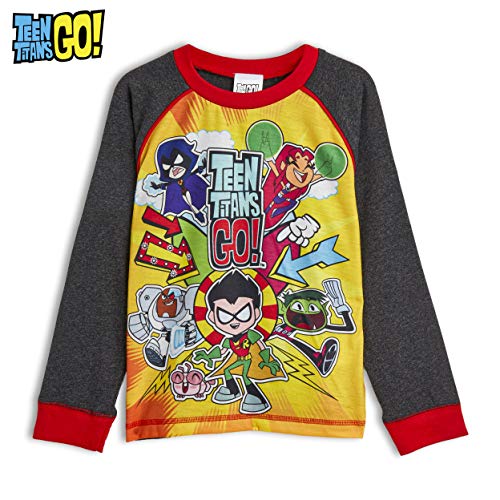 Teen Titans Go! Pijama para Niños Invierno, con Superhéroes Beast Boy Cyborg Starfire Robin Raven, Ropa de Dormir Niño Camiseta y Pantalones de Manga Larga, Regalo para Niños 3-10 años (9/10 Años)