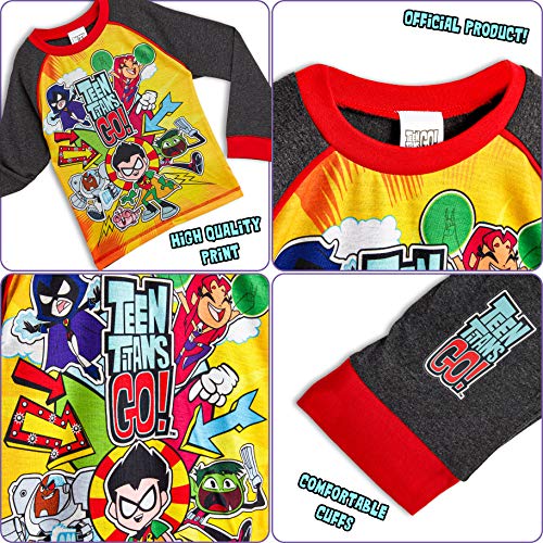 Teen Titans Go! Pijama para Niños Invierno, con Superhéroes Beast Boy Cyborg Starfire Robin Raven, Ropa de Dormir Niño Camiseta y Pantalones de Manga Larga, Regalo para Niños 3-10 años (9/10 Años)