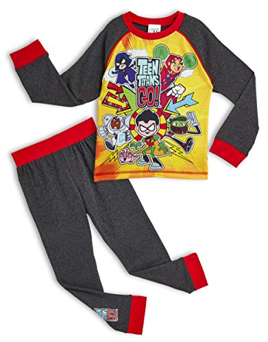 Teen Titans Go! Pijama para Niños Invierno, con Superhéroes Beast Boy Cyborg Starfire Robin Raven, Ropa de Dormir Niño Camiseta y Pantalones de Manga Larga, Regalo para Niños 3-10 años (9/10 Años)