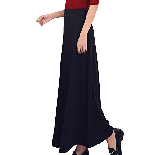 TEERFU Falda larga de invierno para mujer, elástica, ajustada, plisada, casual, de algodón TEERFU Falda larga de invierno para mujer, elástica, ajustada, plisada, casual, de algodón