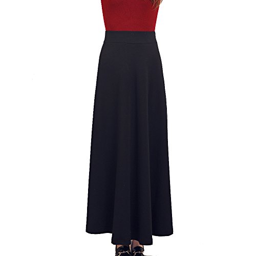 TEERFU Falda larga de invierno para mujer, elástica, ajustada, plisada, casual, de algodón TEERFU Falda larga de invierno para mujer, elástica, ajustada, plisada, casual, de algodón