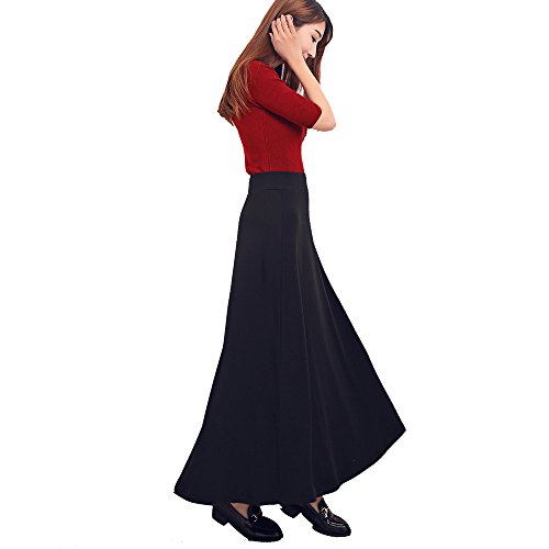 TEERFU Falda larga de invierno para mujer, elástica, ajustada, plisada, casual, de algodón TEERFU Falda larga de invierno para mujer, elástica, ajustada, plisada, casual, de algodón