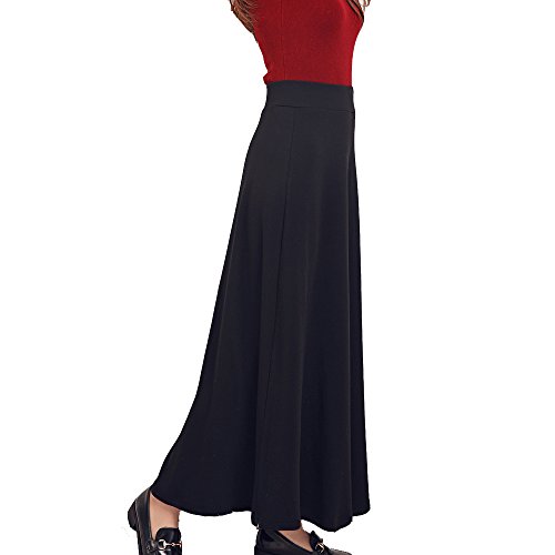 TEERFU Falda larga de invierno para mujer, elástica, ajustada, plisada, casual, de algodón TEERFU Falda larga de invierno para mujer, elástica, ajustada, plisada, casual, de algodón