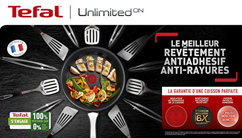 Tefal G25939 Unlimited On Crepera 28 cm con Revestimiento Resistente, Thermo-Signal, Apta para Gas, vitrocerámica, eléctricas e inducción, Forma extraplana, Aluminio