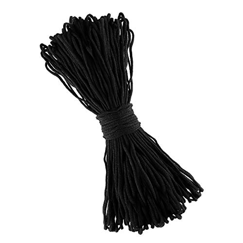 TEFIRE 3mm Cordón elástico Cinta de carrete plano Tela Cintas elásticas para coser Ropa de ocio creativa DIY. (Negro, 20M)