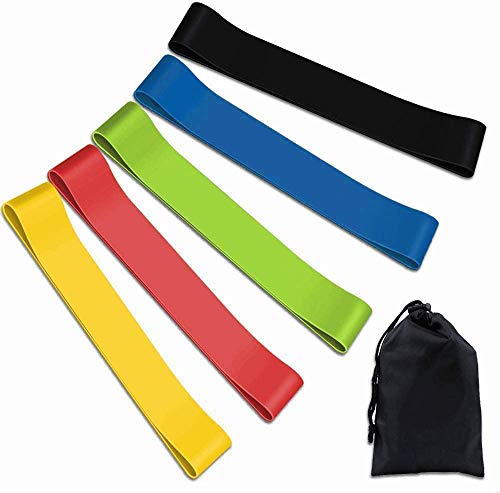 TEFIRE Bandas Elasticas Fitness y Bolsa Almacenamiento 5 Piezas Bandas de Resistencia para Yoga Pilates Estiramientos Musculacion Piernas Glúteos Brazos Fuerza (500)