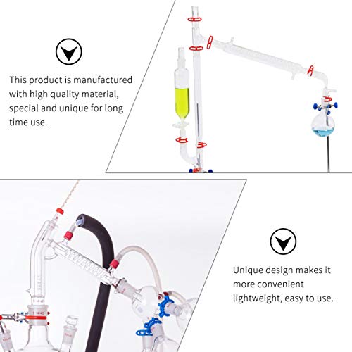 TEHAUX Vitrería de laboratorio para condensador de cristal con serpentina de cristal Graham con empalmes para tubos de cristal de 10 mm, herramienta química para tubos de condensación