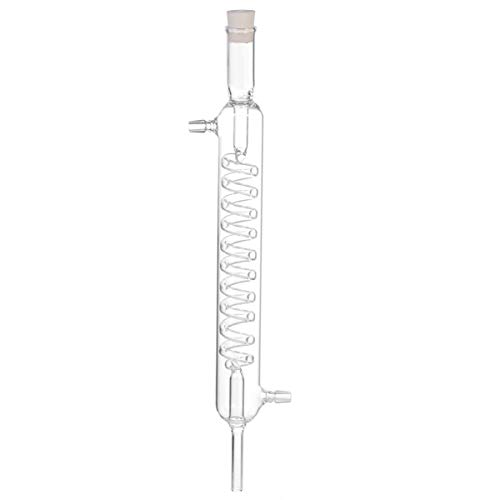 TEHAUX Vitrería de laboratorio para condensador de cristal con serpentina de cristal Graham con empalmes para tubos de cristal de 10 mm, herramienta química para tubos de condensación