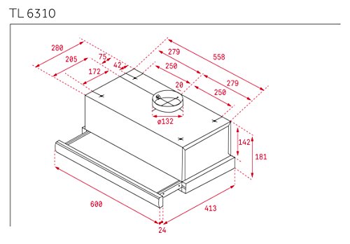 Teka 40474250 TL 6310 - Campana extraíble, 332 m³/h, acero inoxidable