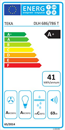 Teka DLH 786 T 701 m³h De pared Negro, Acero inoxidable A+ - Campana (701 m³h, CanalizadoRecirculación, A, A, C, 69 dB)