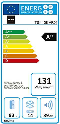 Teka TS1 138 Independiente 98L A++ Blanco - Nevera combi (Independiente, Blanco, Derecho, Vidrio, 98 L, 102 L)