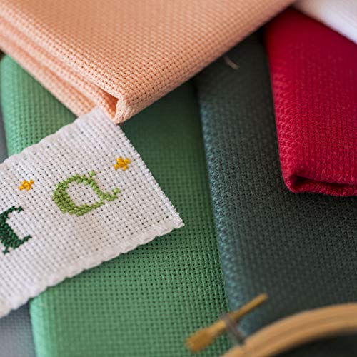 Tela para Punto de Cruz | 75cm x 50cm | 5,5 puntos/cm – 14 cuentas | 100% algodón | Elige color | de Delicatela (Verde) Tela para Punto de Cruz | 75cm x 50cm | 5,5 puntos/cm – 14 cuentas | 100% algodón | Elige color | de Delicatela (Verde)