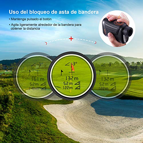 Telémetro de Golf, Tacklife-MLR01, Telémetro Profesional 800m, Telemetro Prismático Medidor Monocular, Multifunciones con Bloqueo de Bandera, 7X Aumento, Medición de diatancia y Velocidad