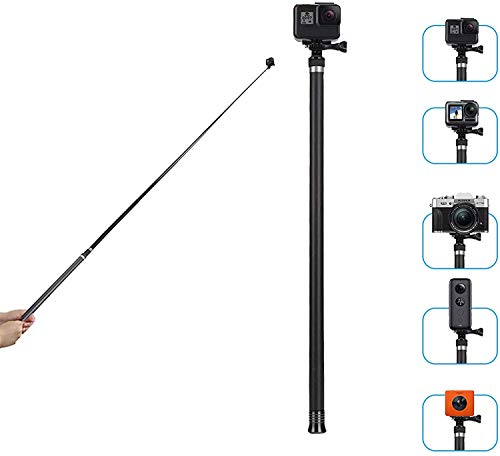 TELESIN Bastón selfie ultra largo de 270 cm para GoPro Hero OSMO Action/Insta 360/Cámara SLR, extensible a 22" /47.2" / 106" bastón portátil ligero de fibra de carbono