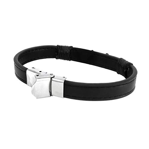 TEMPUS FUGIT. Pulsera con Bandera de España de Piel y Acero Inoxidable Antialérgico TEMPUS FUGIT. Pulsera con Bandera de España de Piel y Acero Inoxidable Antialérgico