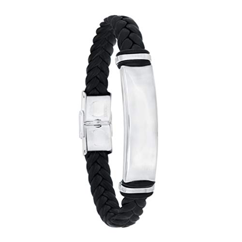 TEMPUS FUGIT. Pulsera para Grabar, Trenzada con Acero Inoxidable Antialérgico Brillante TEMPUS FUGIT. Pulsera para Grabar, Trenzada con Acero Inoxidable Antialérgico Brillante