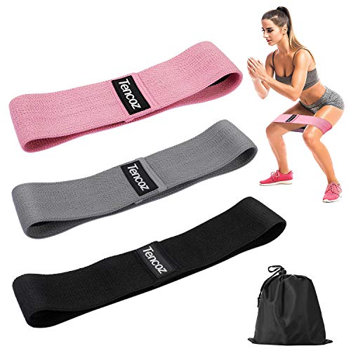 Tencoz Bandas Elasticas Gluteos, Bandas de Resistencia Bandas Elasticas Musculacion, Bandas de Ejercicios con 3 Niveles, Bandas Antideslizantes de Tela para Yoga, Pilates, Fuerza de Cadera