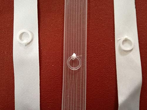 TENDAGGIMANIA Cinta con anillas para cortinas de 16 mm de grosor, para coser o termosellar, color blanco, transparente, venta al metro (costura transparente)