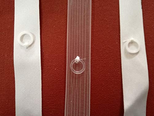 TENDAGGIMANIA Cinta con anillas para cortinas de 16 mm de grosor, para coser o termosellar, color blanco, transparente, venta al metro (costura transparente) TENDAGGIMANIA Cinta con anillas para cortinas de 16 mm de grosor, para coser o termosellar, color blanco, transparente, venta al metro (costura transparente)