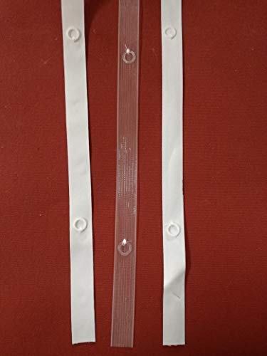 TENDAGGIMANIA Cinta con anillas para cortinas de 16 mm de grosor, para coser o termosellar, color blanco, transparente, venta al metro (costura transparente) TENDAGGIMANIA Cinta con anillas para cortinas de 16 mm de grosor, para coser o termosellar, color blanco, transparente, venta al metro (costura transparente)