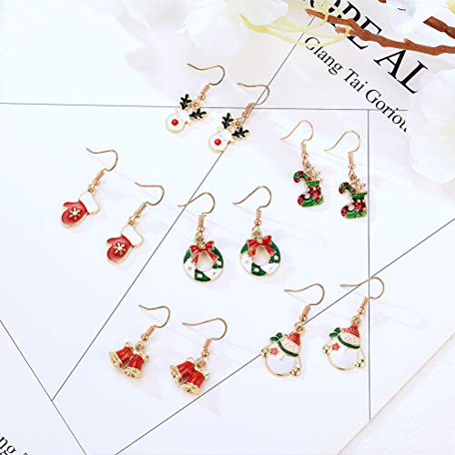 TENDYCOCO 6 Pares de aretes de Gancho de Navidad Set Guantes Medias Pendientes Colgantes joyería de Oreja Festiva para Mujeres de Fiesta TENDYCOCO 6 Pares de aretes de Gancho de Navidad Set Guantes Medias Pendientes Colgantes joyería de Oreja Festiva para Mujeres de Fiesta