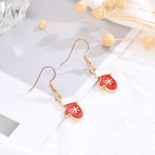 TENDYCOCO 6 Pares de aretes de Gancho de Navidad Set Guantes Medias Pendientes Colgantes joyería de Oreja Festiva para Mujeres de Fiesta TENDYCOCO 6 Pares de aretes de Gancho de Navidad Set Guantes Medias Pendientes Colgantes joyería de Oreja Festiva para Mujeres de Fiesta