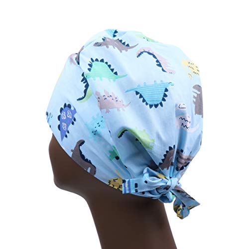 TENDYCOCO Lindo Gorro de Belleza con Estampado de Dinosaurio para Hombres, Mujeres, Mantenga el Cabello Limpio, la Gorra de Trabajo Hace Que Las Personas se vean Modernas y amables - Azul