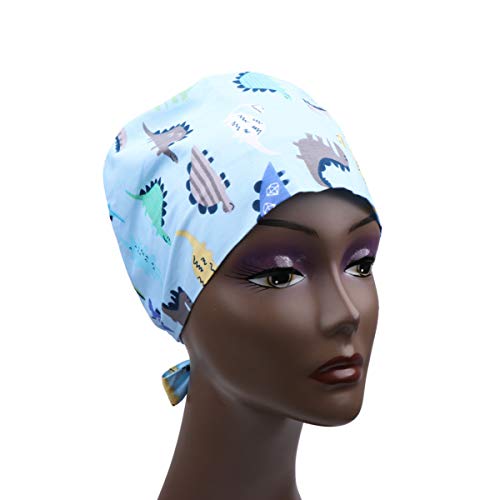 TENDYCOCO Lindo Gorro de Belleza con Estampado de Dinosaurio para Hombres, Mujeres, Mantenga el Cabello Limpio, la Gorra de Trabajo Hace Que Las Personas se vean Modernas y amables - Azul