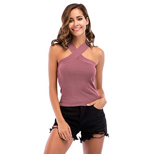 Tenedor de la Mujer Colgando Correas del Cuello Tubo Camiseta sin Mangas Mujeres Envuelto Chaleco de Pecho Sexy sin Tirantes Deporte Casual Gimnasio Debe Tener Moda Chaleco Verano Tank Tops riou