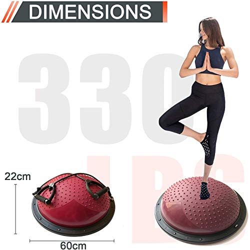 Teng Peng Pelota de equilibrio para yoga, pilates, con 2 cuerdas de ajuste que se puede utilizar en ambos lados con bomba (color: fucsia, tamaño: 60 cm)