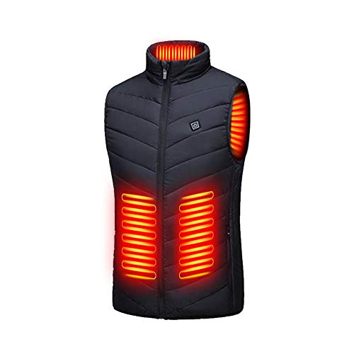 TENGXI Chaleco Calefactor, Eléctrico Chaleco Calefactor Lavable Hombres y Mujeres Temperatura Ajustable USB Chaleco Cálido de Invierno Calentamiento De Cuello para Camping Senderismo Esquí(S Negro)