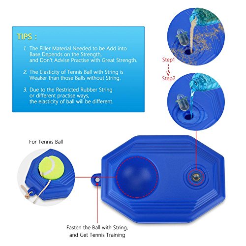 Tenis de Entrenamiento Pelota y Cuerda de Goma de Alta Elasticidad con Base Accesorio de Entrenamiento de Tenis