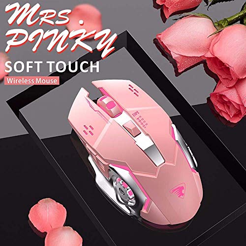 TENMOS T85 Raton Inalambrico Gaming,2.4G USB LED Recargable Inalámbrico silencioso óptico, Sleep Automático, 3 dpi Ajustable, 6 Botones para Mac/PC/Portatil/Ordenador (Rosa) TENMOS T85 Raton Inalambrico Gaming,2.4G USB LED Recargable Inalámbrico silencioso óptico, Sleep Automático, 3 dpi Ajustable, 6 Botones para Mac/PC/Portatil/Ordenador (Rosa)