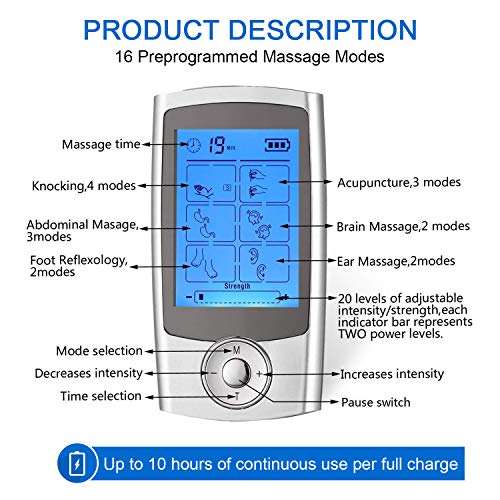 tens electroestimulador muscular electrodos estimulador muscular electroestimulador tens con 16 Modos 8 pads