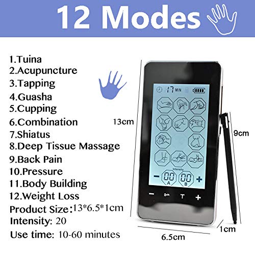 TENS Masajeador y Estimulador con 2 Canales, 12 Modos para el Manejo del Dolor para la espalda, Cuello, Brazos, Piernas, Abs, y Rehabilitacion Muscular Electroestimulador TENS (black) TENS Masajeador y Estimulador con 2 Canales, 12 Modos para el Manejo del Dolor para la espalda, Cuello, Brazos, Piernas, Abs, y Rehabilitacion Muscular Electroestimulador TENS (black)