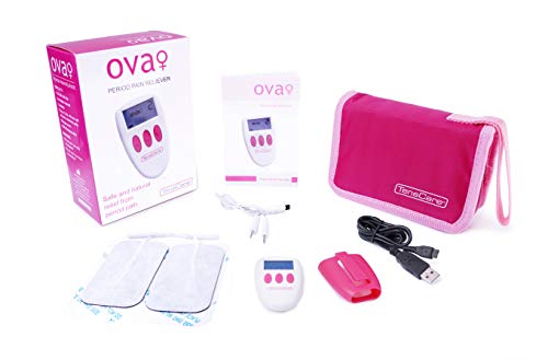 TensCare Ova+ - Electroestimulador para Alivio del dolor Menstrual. Diseñado Especialmente para Llevarlo A cualquier Parte. 4 modos 2 Pads 2 Canales