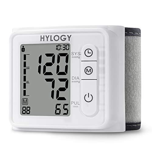 Tensiómetro de muñeca,HYLOGY Monitor de Presión Digital de presión arterial y pulso totalmente automática con 2 * 90 memorias, alta precisión, pantalla LCD, portátil para uso doméstico Tensiómetro de muñeca,HYLOGY Monitor de Presión Digital de presión arterial y pulso totalmente automática con 2 * 90 memorias, alta precisión, pantalla LCD, portátil para uso doméstico